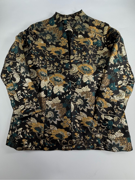 Soft Surroundings Jackets & Blazers - Soft Surroundings Metallic Floral Brocade Jacket Women’s Large Black Gold
